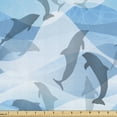 thumbnail image 1 of Sea Animals Fabric by the Yard, Dolphin Fish Pattern Silhouette Under the Sea Waves in Contemporary Design, Decorative Upholstery Fabric for Sofas and Home Accents, 5 Yards, Blue and Grey by Ambesonne, 1 of 4