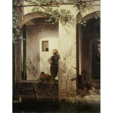 Ish Kids Close To A Fountain Print