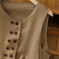 thumbnail image 5 of CheerKidz Women's Button-Down Camisole Tank Top Cotton and Linen Sleeveless Round Neck Blouse,Casual Summer Clothes ,Breathable Fashion Basic Soft(Khaki,L), 5 of 9