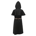 thumbnail image 6 of SAWOBUUN Mens Renaissance Set Medieval with Hooded Surcoat Leather Belt Ren Faire Halloween Outfit, 6 of 6