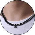 thumbnail image 1 of Collar de cadena de eslabones cubanos con inicial Az para niños, hombres y mujeres, colgante de letras de acero inoxidable de 6,5 mm y 18 + 2 pulgadas, regalo de joyería, H, negro, código de modelo 20, 1 of 5