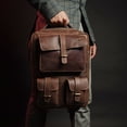 thumbnail image 2 of Leather Brown Backpack Multi Pocket Laptop Bag For Men 16 Inches, 2 of 5