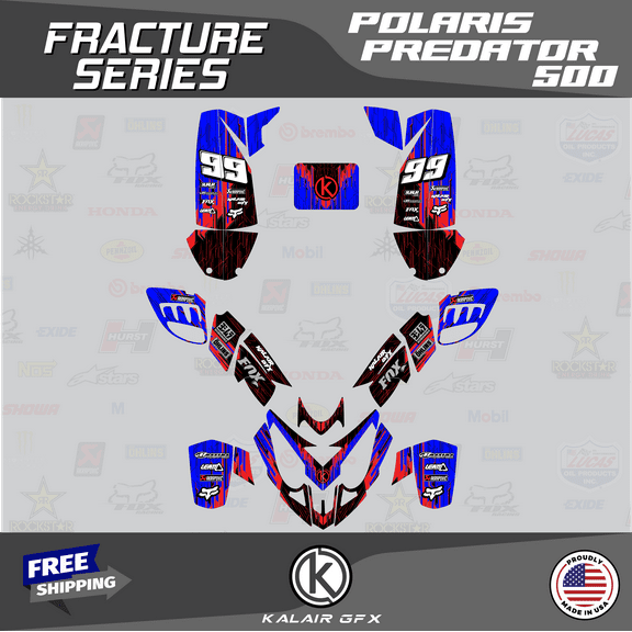 Kalair GFX Graphics Kit for Polaris ATV PREDATOR 500 (2002-2011) Fracture Series