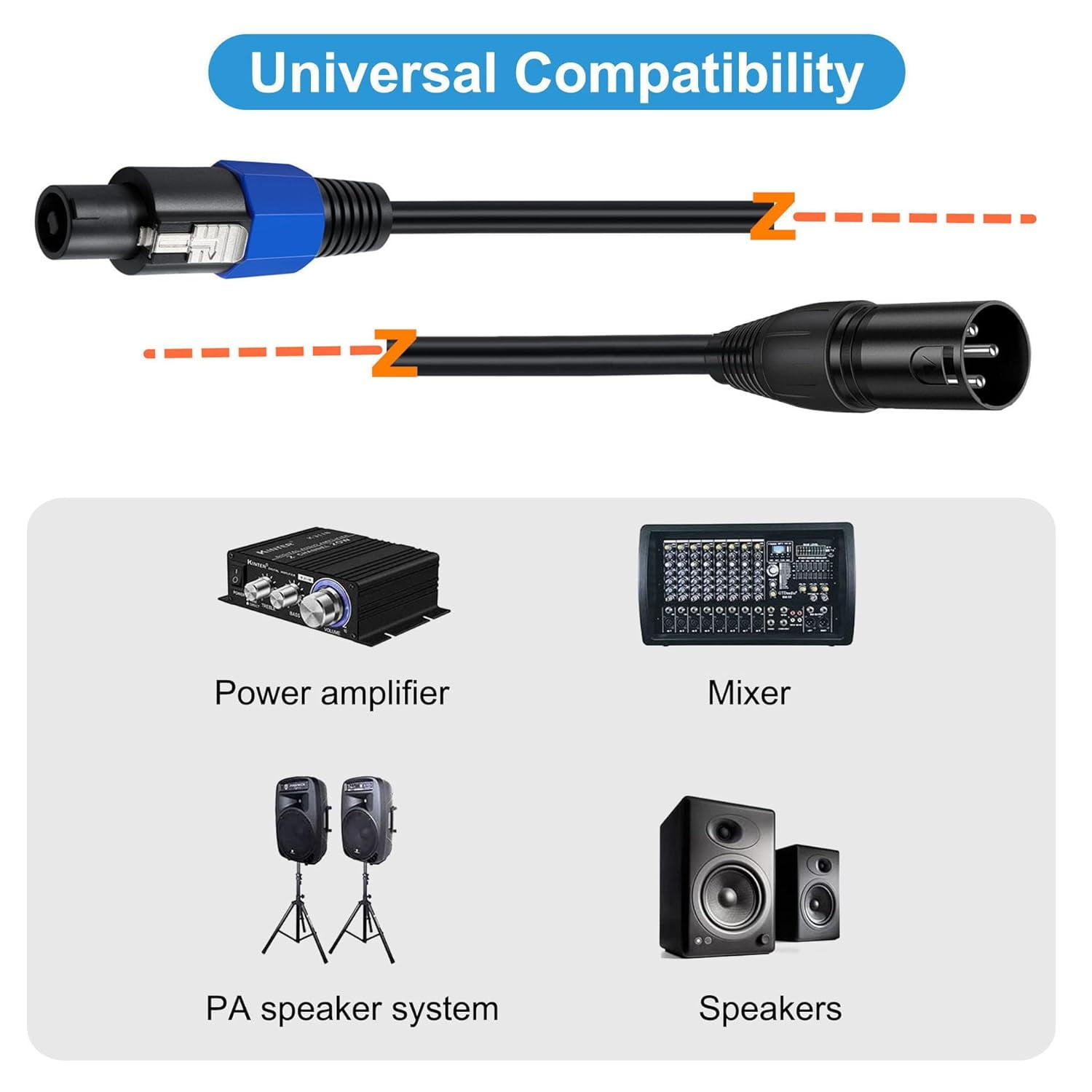 mistyhony Speakon to XLR Speaker Cable, XLR Female to Speakon Male Adapter, 50cm/1.6Feet with Twist Lock for DJ/PA Speakers