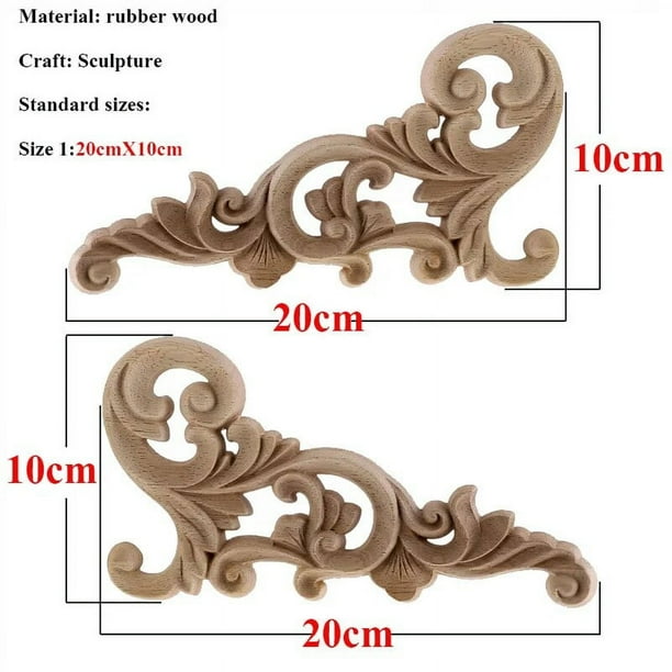 VZLX-figuras de madera talladas con flores naturales únicas, artesanías, apliques de esquina, marco, puerta de pared, muebles, tallado en madera decorativo
