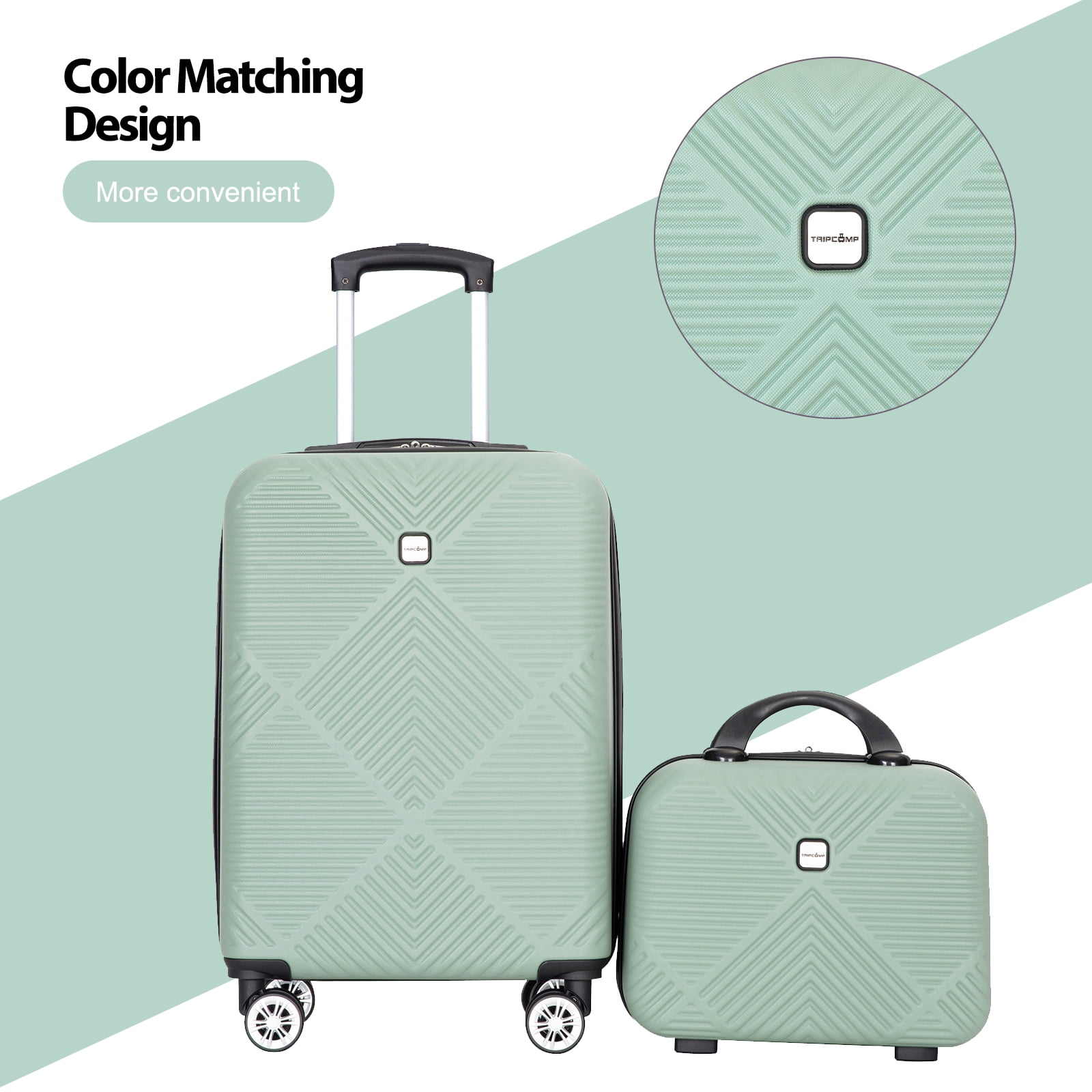 Tripcomp Luggage Sets 2 Piece Suitcase Set 14 20 Hardside Suitcase with Spinner Wheels Lightweight Carry On Luggage Pink