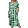 thumbnail image 1 of MAWCLOS Robes pour Femmes Robe T-Shirt Col en V Manches Courtes Robe Midi Imprimé Dégradé Vert TTG, 1 of 2