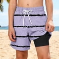 thumbnail image 2 of Zpanxa Boys Polyester Shorts Print Pattern with Double Layer Pockets Elastic Waistband Beach Sports Shorts 5 Years, 2 of 7