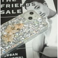 thumbnail image 4 of iPhone 13 Bling Glitter Case,Luxury Bling Diamond Rhinestone Gemstone 3D Butterfly and Rose Flower Gemstone Soft TPU Back Cover Case for Women Girls with iPhone 13 6.1", 4 of 11