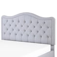 thumbnail image 3 of Benjara Soha Queen Platform Bed, Tufted Gray Polyester Headboard, Solid Wood, 3 of 5