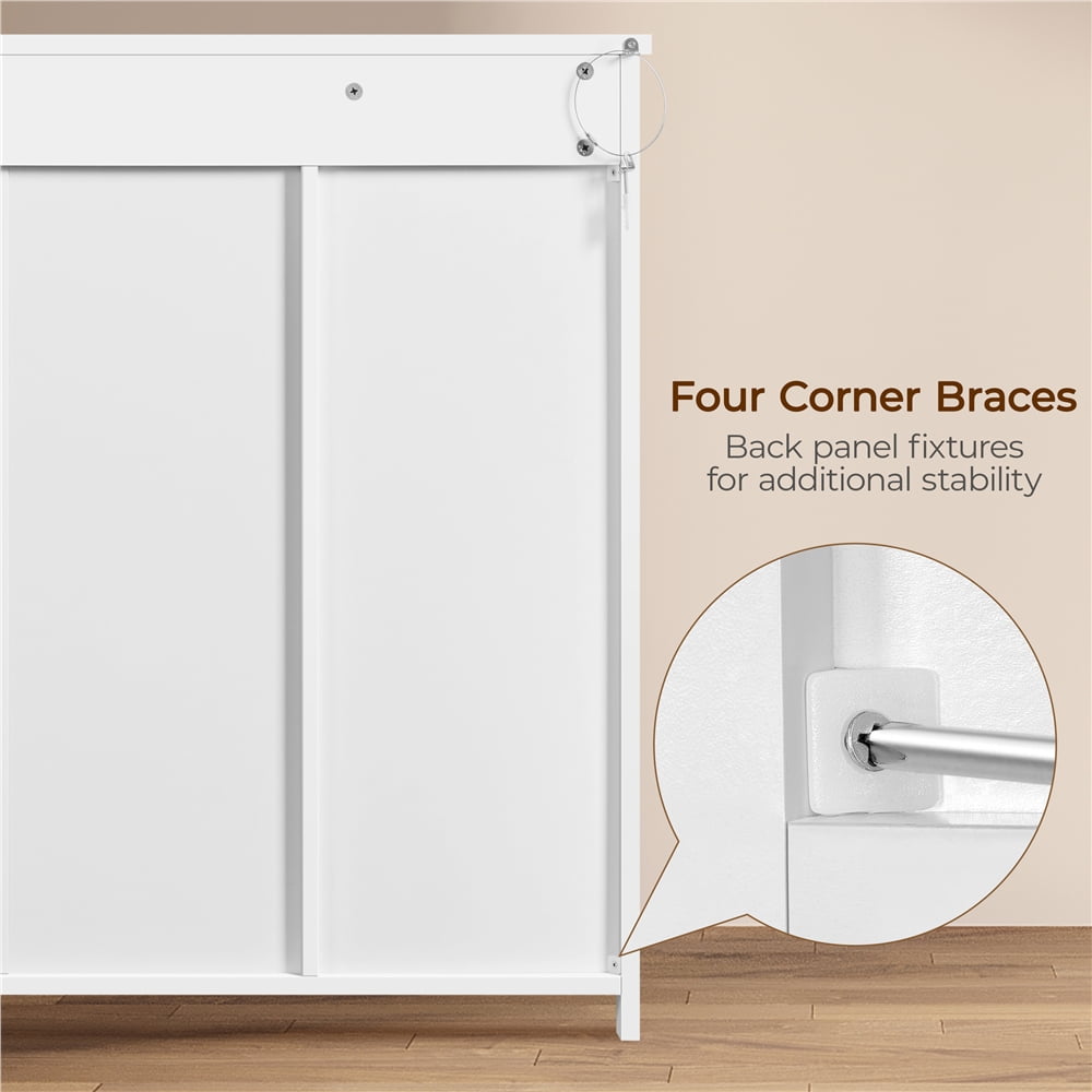 Yaheetech Wooden Bathroom Floor Cabinet with Adjustable Shelf, White