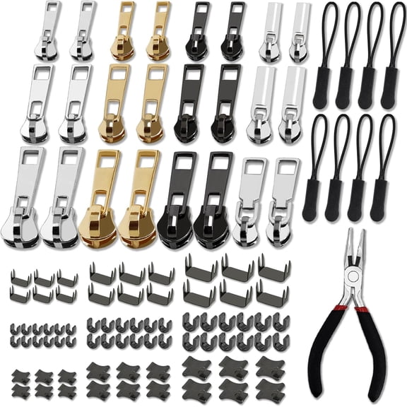 OWNTIDE 105 Pcs Zipper Repair Kit #3 #5 #8, w/Pliers for Coats, Jackets, Tents, Backpacks, Sleeping Bags & Luggage