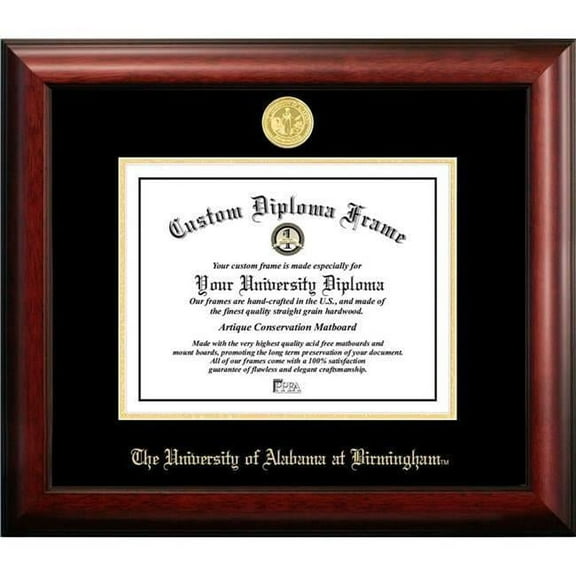 Campus Images AL995GED-1185 11 x 8.5 in. University of Alabama, Birmingham Gold Embossed Diploma Frame - Satin Mahogany