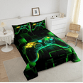 thumbnail image 4 of Erosebridal Gamer Comforter Set,Gaming Bedding,Video Games Controller Gamepad Bedding Comforter Sets Neon Glowing Square Geometric Grid Green Bedroom Decor Duvet Insert, 4 of 5