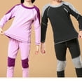thumbnail image 4 of Jizyo Kids Girls Thermal Underwear Long Sleeves Shirt Ultra Soft Fleece Lined Top Bottom Warm Set for Purple 150, 4 of 6
