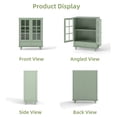 thumbnail image 6 of Leumius Minimalist Green Buffet Cabinet with Double Glass Doors and Drawer, Modern Wooden Storage Sideboard Cupboard for Living room Dining Room Hallway Entryway, 6 of 9