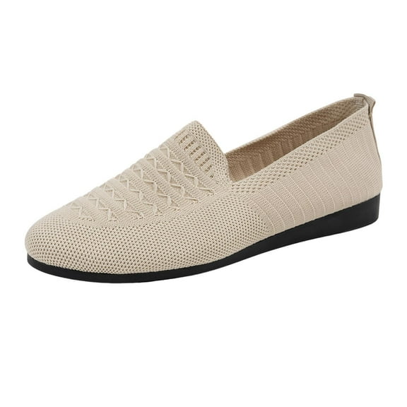 Beige Ladies Mesh Shoes With Closed Toe And Slip-On For A Stylish And Comfortable Shoe Option