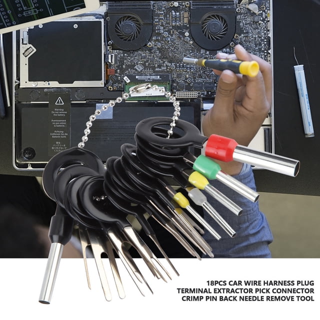 18 Herramientas de extracción de terminales de cable, extractor de enchufe de Arnés de Coche, Conector de Selección, Pasador de Engarce, Aguja Trasera para Terminales