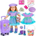 thumbnail image 1 of Juego de maletas de viaje para muñecas WONDOLL para muñecas de 18 pulgadas con ropa, 1 of 7