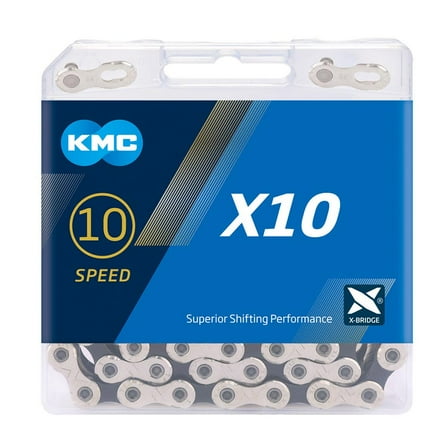KMC X10 Chain Silver / Black 114 Link 10 Speed Bicycle Chain