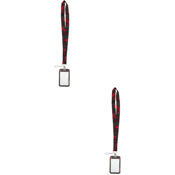 2pcs Halloween Blood Key Lanyard ID Holder Cool ID Badge Holder with Neck Lanyard Portable Badge Holder