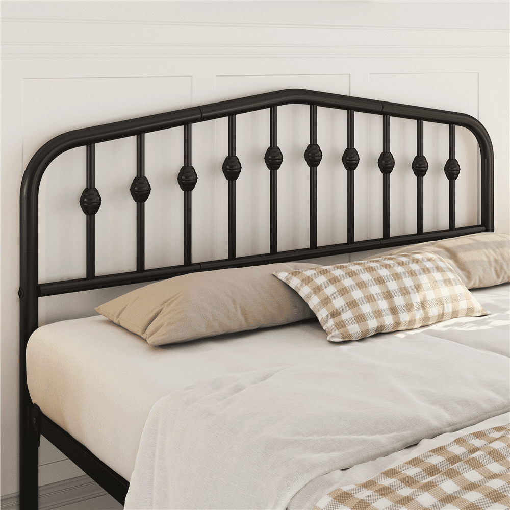 Renwick Modern Metal Platform Bed with Arched Headboard and Footboard, Adult,Queen, Black