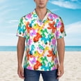 thumbnail image 2 of Pofeuu Colorful Air Balloons Print Hawaiian Shirt for Men Sleeves Casual Button Down Summer Beach Dress Shirts T-Shirts,Medium, 2 of 7