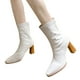 thumbnail image 5 of NECHOLOGY Botas Mujer Zapatos Botines mujer Botas de tacón grueso de cabeza cuadrada de otoño e invierno con cremallera en la parte trasera botas grandes de tacón cómodas y mujer (White, 7.50), 5 of 7