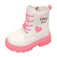 thumbnail image 2 of Mepaouo Girls Ankle Boots Love You Pink Combat Boots Lace up Winter Outdoor Work Shoes(White,36), 2 of 9