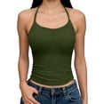 thumbnail image 2 of VBVC Women's Y2k Halter Neck Ribbed Tank Top,Ladies Slim Sleeveless Basic Cami,Going Out Tops For Women,Army Green,S-2XL, 2 of 6