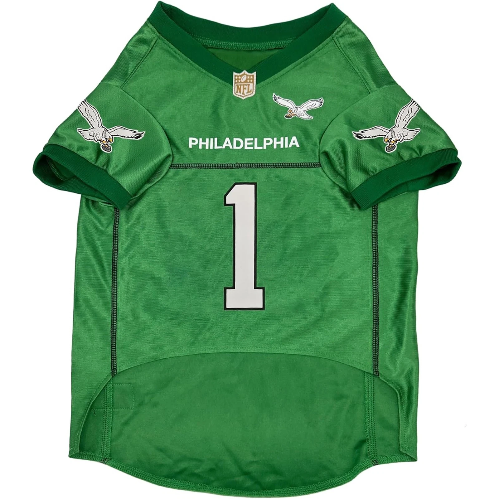 Pets First NFLPA Jalen Hurts Kelly Green #1 Dog Jersey NFL & NFLPA Dog Jersey