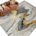 thumbnail image 3 of Grey Ombre Marble 6x9 Area Rugs, Golden Gray Marble Crack Abstract Art Non-Skid Rubber Backing Large Rectangle Rugs - Living Room Bedroom Home Office, Indoor Floor Mat Carpets Washable Rug, 3 of 9