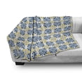 thumbnail image 3 of Spanish Soft Flannel Fleece Throw Blanket, Traditional Portuguese Tiles Mosaic Azulejo with Effects, Cozy Plush for Indoor and Outdoor Use, 50" x 60", Cobalt Blue Yellow White, by Ambesonne, 3 of 6