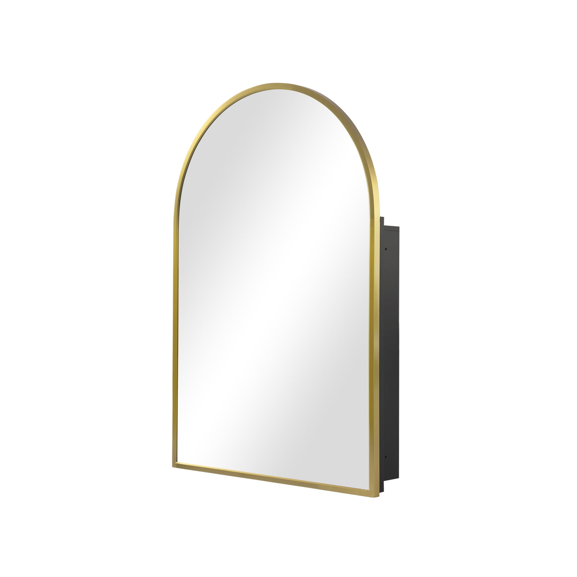 36"x24" Iron Arched Bathroom Mirror Cabinet,Gold