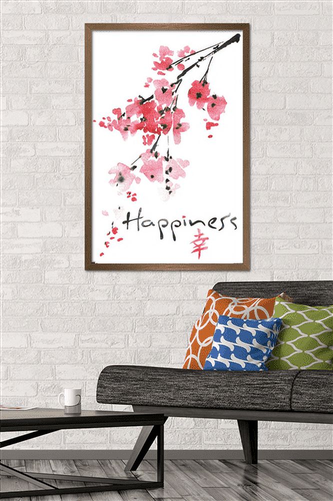 Sakura Tree - Happiness Wall Poster, 22.375" x 34", Framed