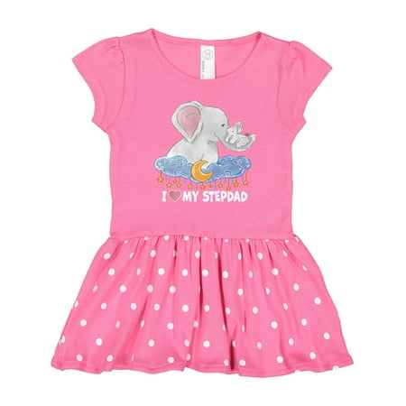 

Inktastic I Love My Stepdad Cute Elephants with Moon and Stars Gift Toddler Girl Dress