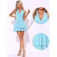 thumbnail image 2 of DARING DIVA Skater Ruffle Backless Slim Fit Short Mini Dress M Sky Blue, 2 of 6