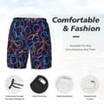 thumbnail image 3 of Yiaed Multicolor Bowling Print Mens Swim Trunks Bathing Suit Compression Liner Beach Swim Shorts Swimwear Quick Dry Zipper Pocket No-Chafing Board Short-Large, 3 of 6