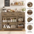 thumbnail image 4 of Homfa 42.5''Kitchen Buffet Sideboard Cabinet, 3 Drawers Farmhouse Storage Cabinet with Adjustable Shelf, Rustic Brown, 4 of 7