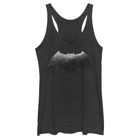 Women's Zack Snyder Justice League Batman Silver Logo  Racerback Tank Top Black Heather Large