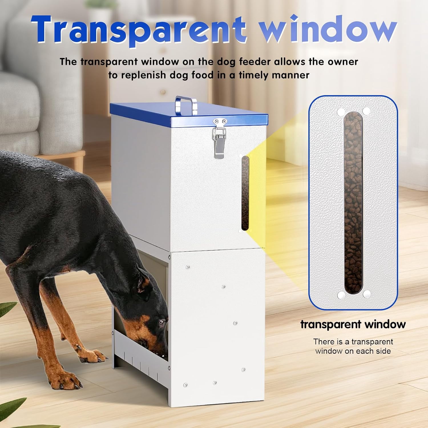 Automatic Dog Feeder Large Breed, Outdoor Dog for Large Dogs, Large Capacity Automatic Gravity Dog Feeder Suitable for Small, Medium, and Large Dog Breeds (Blue)