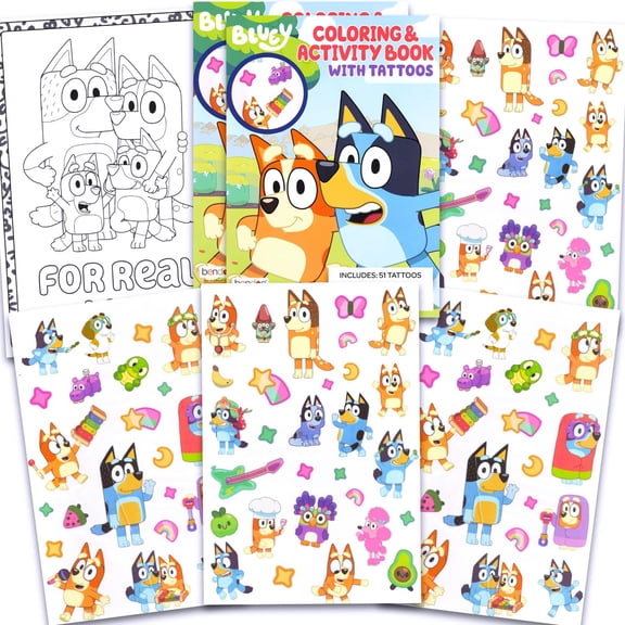 Bluey Tattoos Party Favors Set - 100  Temporary Tattoos for Kids, Boys, Girls Featuring Bingo, Bandit, Chili | Bluey Party Supplies Pack