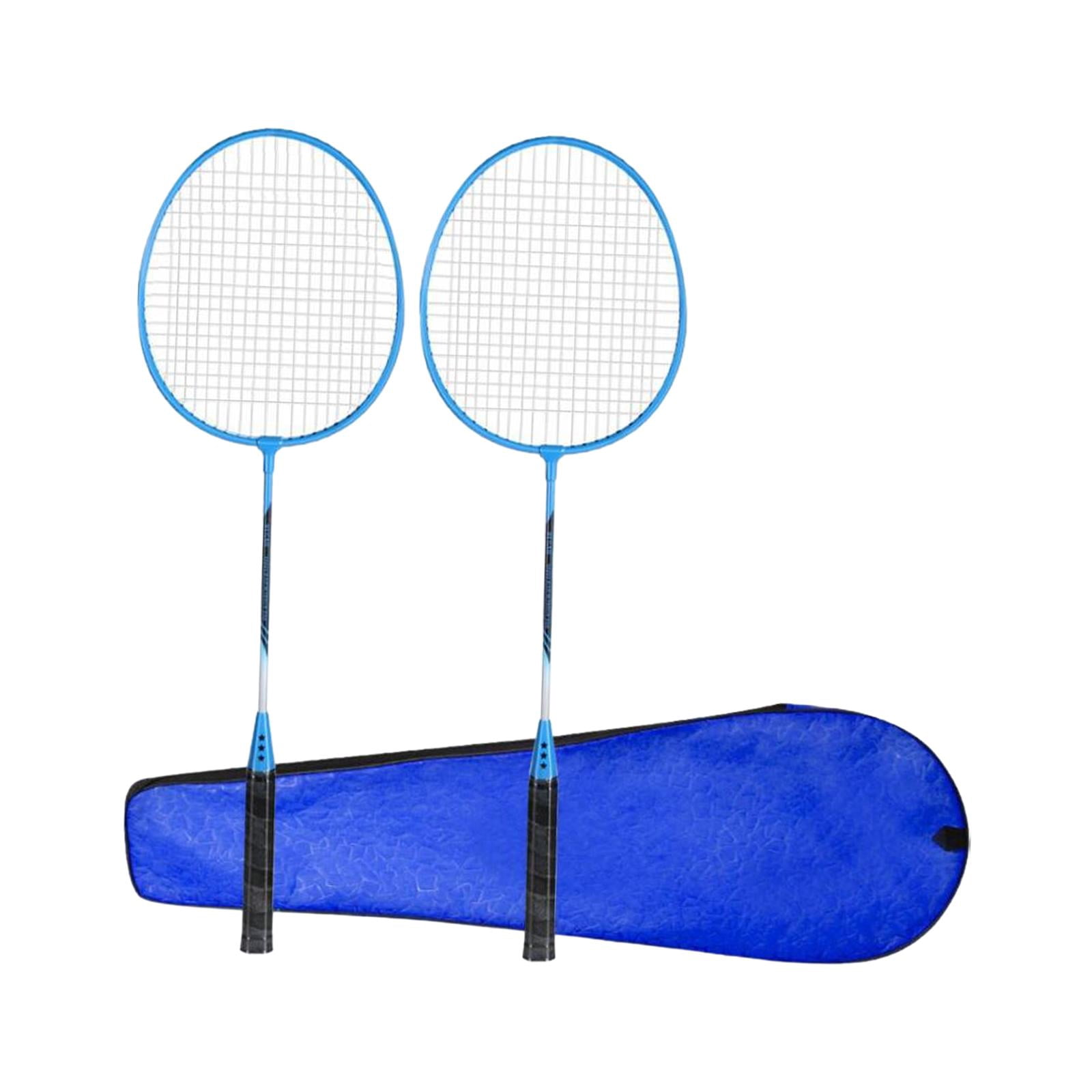 Baoblaze 2Pcs Badminton Rackets Set Badminton Shuttlecock for Couples Beginners Beach blue