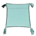 thumbnail image 4 of Fennco Styles Braided Broder Tassel Cotton Decorative Throw Pillow 18" W x 18" L - Mint Woven Square Cushion for Home, Couch, Living Room, Bedroom, Office and Holiday Décor, 4 of 5