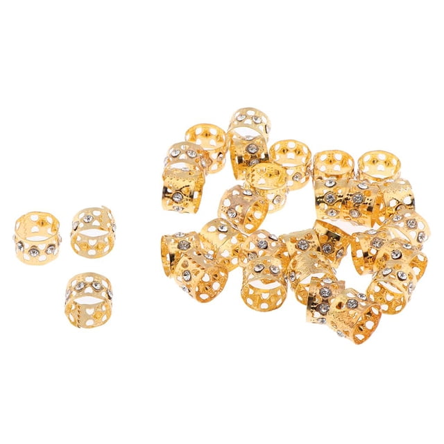 MERIGLARE 30pcs Shimmer Crystal Rhinestone Dread Lock Hair Adjustable Braids - Golden, as