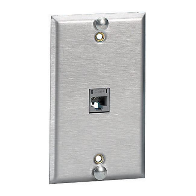 Hubbell Sp5ef Single Gang Flush Stainless Steel Wall Mount Phone Plate With Cat5e Jack Com - Hubbell Stainless Steel Wall Plates