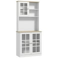 thumbnail image 2 of HOMCOM Kitchen Buffet with Hutch, Storage Pantry with 2 Cabinets, White, 2 of 9