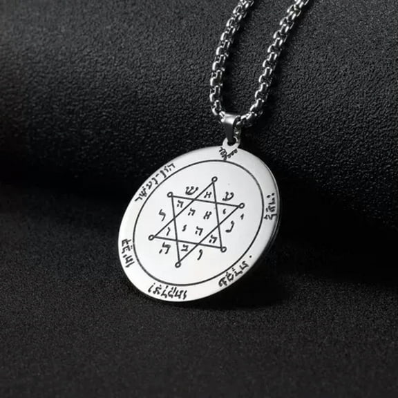 Pentacle of Jupiter Seal of Solomon Hexagram Stainless Steel Box Chain Necklace