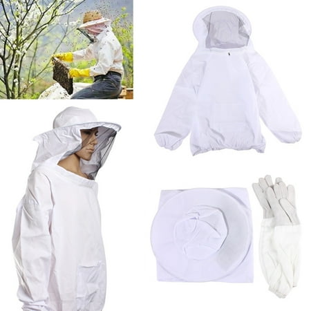 Protective Suit - Protective Bee Keeping Jacket Veil Suit +1 Pair Beekeeping Long Sleeve Gloves US