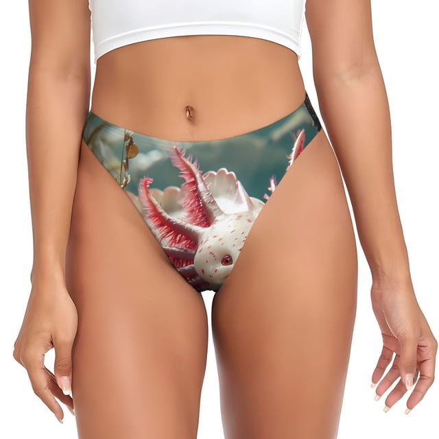 Balery Colorful Axolotl Underwater Tangas de Algodón para Mujer con Estampado – Ropa Interior Sexy, Transpirable, G-string-Large